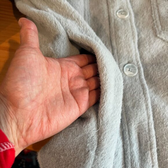 Joie Womens Fleece Shacket Fuzzy Button Down Oversized XTRA-SMALL Baby Blue - Picture 6 of 11